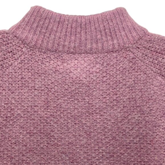 Anthropologie Self Contrast NWT XS Mock Neck Cable Knit Oversized Sweater Mauve - Picture 5 of 9